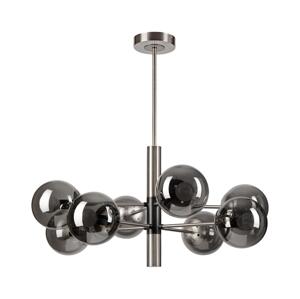 Lustr na tyči ROLLO 8xE14/5W/230V matný chrom/kouřová