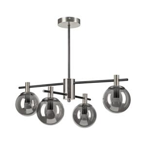 Lustr na tyči LILOU 4xE14/5W/230V matný chrom/kouřová