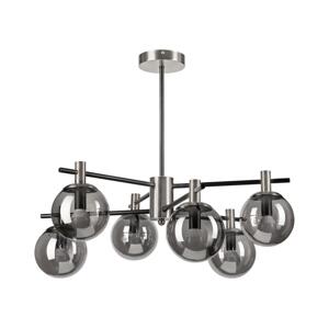 Lustr na tyči LILOU 6xE14/5W/230V matný chrom/kouřová