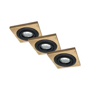 SADA 3x Podhledové svítidlo TOBBY 1xG9/20W/230V 11,5x11,5 cm dub/černá