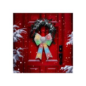 LED RGB Vánoční dekorace 11xLED/3xLR44 40x30 cm mašle stříbrná gl-58956A