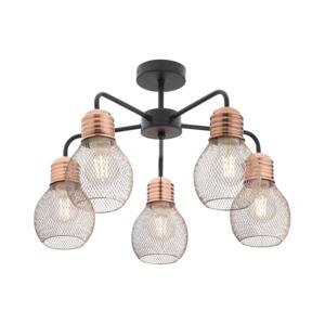 Redo Redo 01-1577 - Lustr na tyči EDISON 5xE27/42W/230V pr. 53 cm černá/měděná