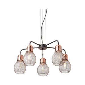 Redo Redo 01-1580 - Lustr na lanku EDISON 5xE27/42W/230V pr. 53 cm černá/měděná