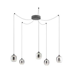 Redo 01-3487 -LED Stmívatelný lustr na lanku KHADI 5xLED/5,2W/230V černá/kouřová 01-3487