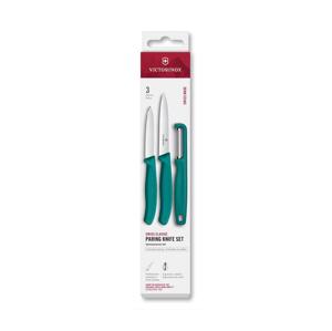 Victorinox - Sada kuchyňských nožů se škrabkou SWISS CLASSIC 3 ks tyrkysová 6.7114.33C1