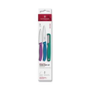 Victorinox - Sada kuchyňských nožů se škrabkou SWISS CLASSIC 3 ks pestrobarevná 6.7116.33C1