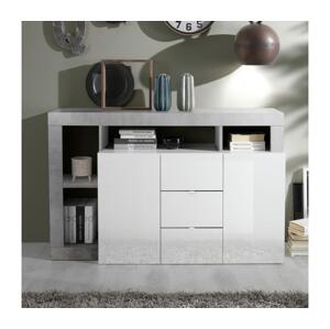 MC Akcent Komoda LENOR bílá/šedá beton 209030-07CE