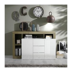 MC Akcent Komoda LENOR bílá/světlý dub 209030-07K