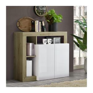 MC Akcent Komoda LENOR bílá/světlý dub 209030-02K