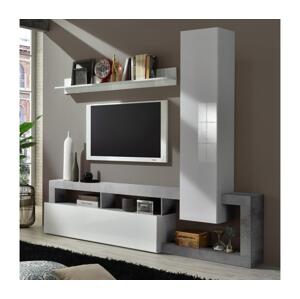 MC Akcent Obývací stěna LENOR bílá/šedá beton 759030CE