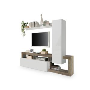 MC Akcent Obývací stěna LENOR bílá/hnědá 759030P