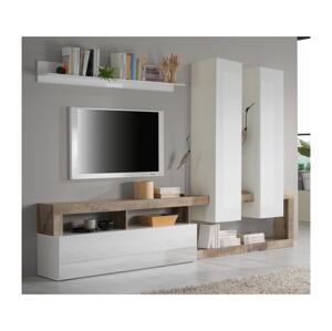 MC Akcent Obývací stěna LENOR bílá/hnědá 769030P