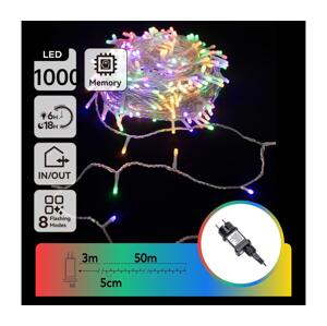 B.V.  - LED Venkovní vánoční řetěz 1000xLED/8 funkcí 53m IP44 multicolor B10303ABLU