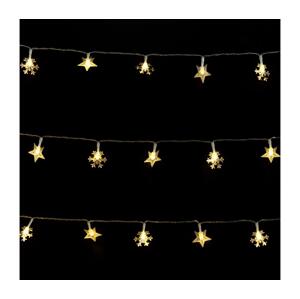 B.V.  - LED Ven. ván. řetěz 50xLED/8 funkcí 3xAA 5m IP44 teplá bílá hvězdy B10303K4Y