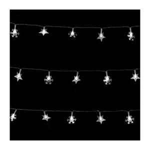B.V.  - LED Ven. ván. řetěz 50xLED/8 funkcí 3xAA 5m IP44 studená bílá hvězdy B10303K52