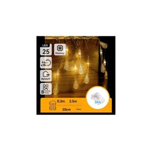B.V.  - LED Ven. ván. řetěz 25xLED/8 funkcí 3xAA 2,5m IP44 teplá bílá kapky B10303K57