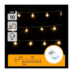 B.V.  - LED Vánoční řetěz 10xLED/3xAA 1,5m teplá bílá vločky B10303Q6R