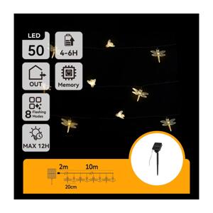 B.V.  - LED Solární dekorační řetěz 50xLED/8 funkcí 10m 800 mAh IP65 tep bílá B10201Q87