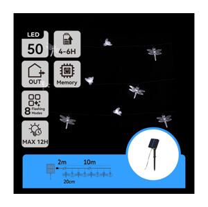 B.V.  - LED Solární dekorační řetěz 50xLED/8 funkcí 10m 800mAh IP65 stud bílá B10201Q88