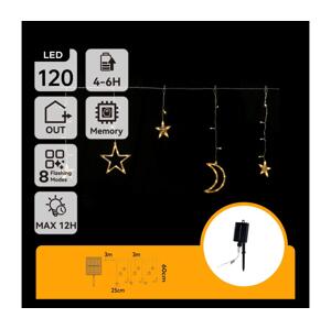 B.V.  - LED Solární ván. řetěz 120xLED/8 funkcí 3x0,6m 500 mAh IP65 tep bílá B10201S6R