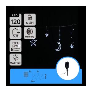 B.V.  - LED Solární ván. řetěz 120xLED/8 funkcí 3x0,6m 500 mAh IP65 stud bílá B10201S6S