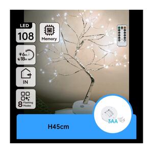 B.V.  - LED Vánoční dekorace 108xLED/3xAA/8 funkcí 45cm studená bílá B10303Y1Y