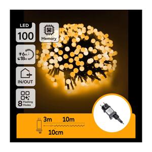 B.V.  - LED Ven. dekorační řetěz 100xLED/3,6W/230V/8 funkcí 10m IP44 tep bílá B103031OK