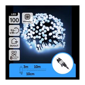 B.V.  - LED Ven. dekorační řetěz 100xLED/3,6W/230V/8 funkcí 10m IP44 stu bílá B103031OG