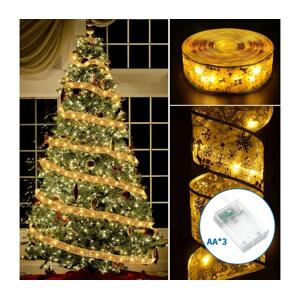 B.V.  - LED Vánoční řetěz 50xLED/3xAA 5m teplá bílá zlatá B103033XA