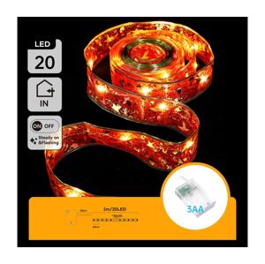 B.V.  - LED Vánoční řetěz 20xLED/3xAA 2m teplá bílá červená B103033XF