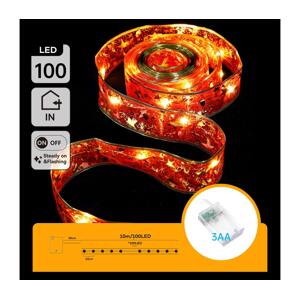 B.V.  - LED Vánoční řetěz 100xLED/3xAA 10m teplá bílá červená B103033XH