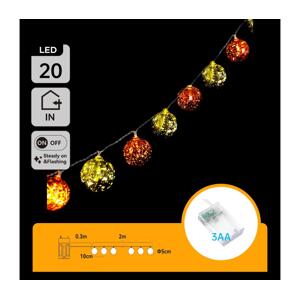 B.V.  - LED Vánoční řetěz 20xLED/3xAA 2m teplá bílá B103033XR