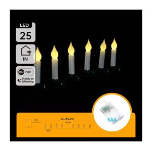 B.V.  - LED Vánoční řetěz 25xLED/3xAA 5m teplá bílá B103033XT