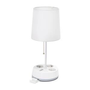 B.V.  - Stolní lampa se zásuvkami a USB porty 1xE27/60W/230V bílá