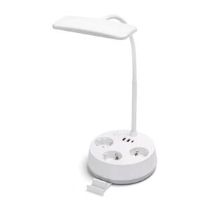 B.V.  - LED Stmívatelná stolní lampa se zásuvkami a USB LED/4,6W/230V bílá