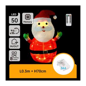 B.V.  - LED Vánoční venkovní dekorace 50xLED/3xAA 0,7m IP44 Santa Claus B10303ABAD