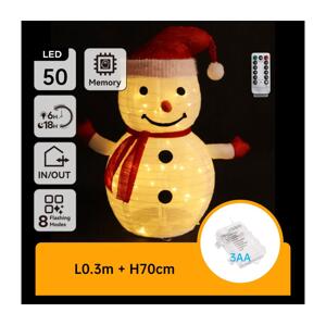 B.V.  - LED Vánoční venkovní dekorace 50xLED/3xAA 0,7m IP44 sněhulák B10303ABAE
