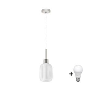 Eglo LED Lustr na lanku HARMA 1xE27/60W/230V pr. 14 cm matný chrom/bílá