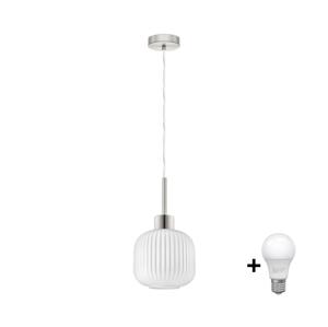 Eglo LED Lustr na lanku HARMA 1xE27/60W/230V pr. 20 cm matný chrom/bílá