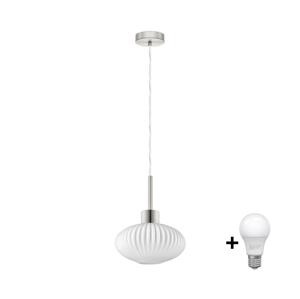 Eglo LED Lustr na lanku HARMA 1xE27/60W/230V pr. 25 cm matný chrom/bílá