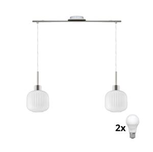 Eglo LED Lustr na lanku HARMA 2xE27/60W/230V matný chrom/bílá
