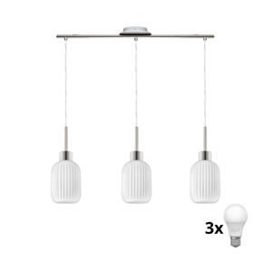 Eglo LED Lustr na lanku HARMA 3xE27/60W/230V matný chrom/bílá