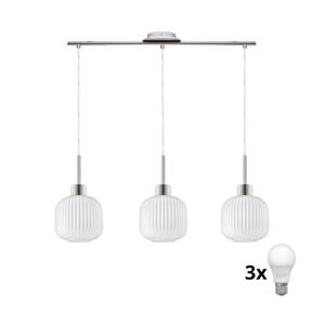 Eglo LED Lustr na lanku HARMA 3xE27/60W/230V matný chrom/bílá