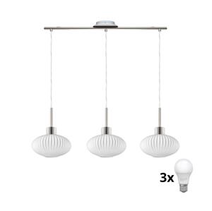 Eglo LED Lustr na lanku HARMA 3xE27/60W/230V matný chrom/bílá