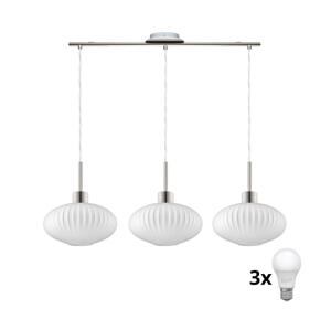 Eglo LED Lustr na lanku HARMA 3xE27/60W/230V matný chrom/bílá