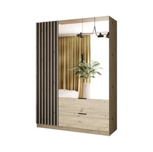Šatní skříň se zrcadlem VISTA 150x215 cm dub artisan/grafit