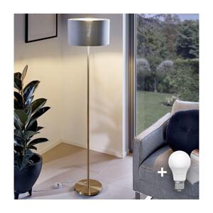 LED Stojací lampa TUNJA 1xE27/20W/230V pr. 30 cm zlatá/šedá