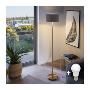 LED Stojací lampa TUNJA 1xE27/20W/230V pr. 30 cm zlatá/hnědá