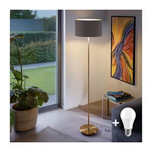 LED Stojací lampa TUNJA 1xE27/20W/230V pr. 38 cm zlatá/taupe
