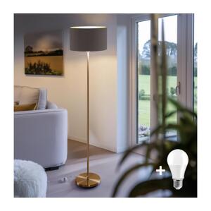 LED Stojací lampa TUNJA 1xE27/20W/230V pr. 38 cm zlatá/hnědá